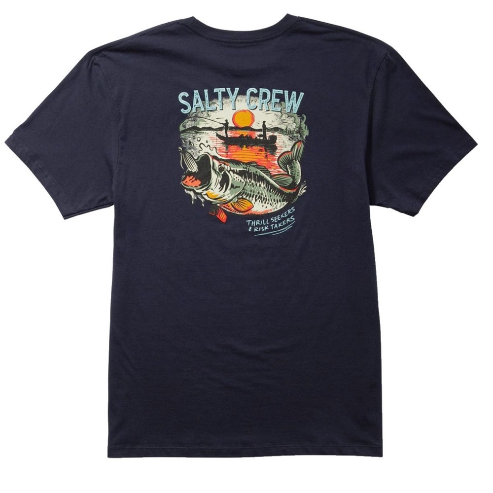 SALTY CREW Striker Premium T-Shirt Fishing Navy Blue Mens Size Medium BRAND NEW